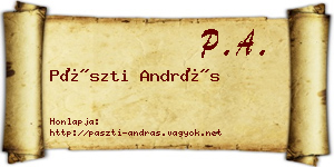 Pászti András névjegykártya